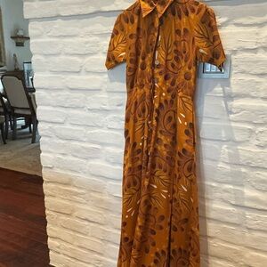 Elegant Mustard Floral Maxi Dress